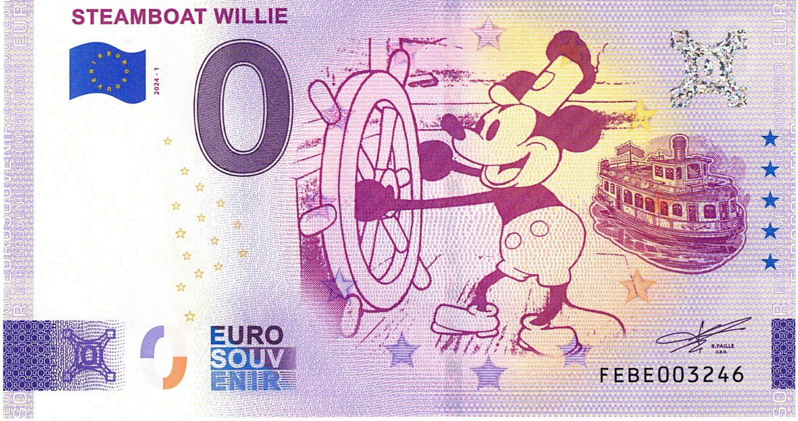 Bonus: 0-Euro Steamboat Willie Banknote kostenlos