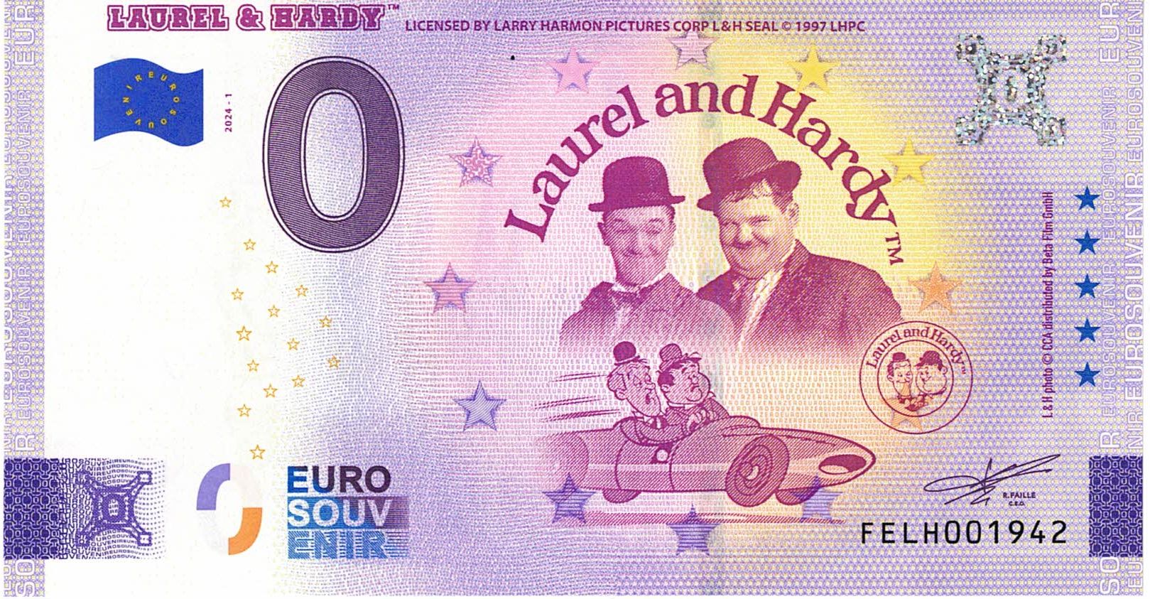 0-Euro Laurel & Hardy Souvenir Banknote