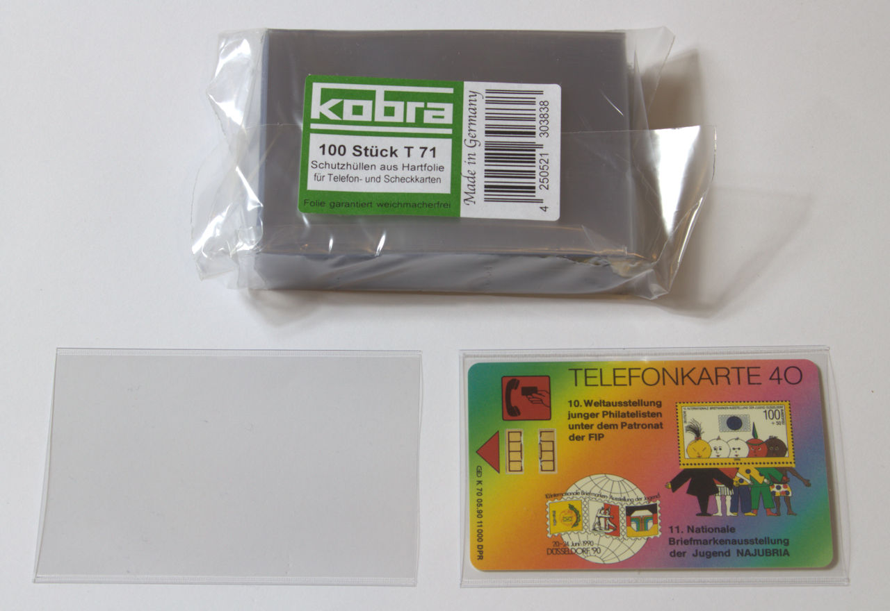 Schutzhüllen für Münzkarten/Coincards, Telefon- und Scheckkarten aus Hartfolie