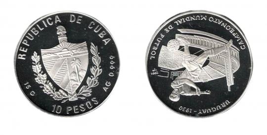 Bonus: Silbermünze 10 Pesos Cuba Fußball 